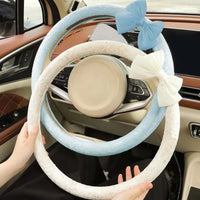 Lace Steering Wheel Cover 15-Inch with Bow-Knot Black