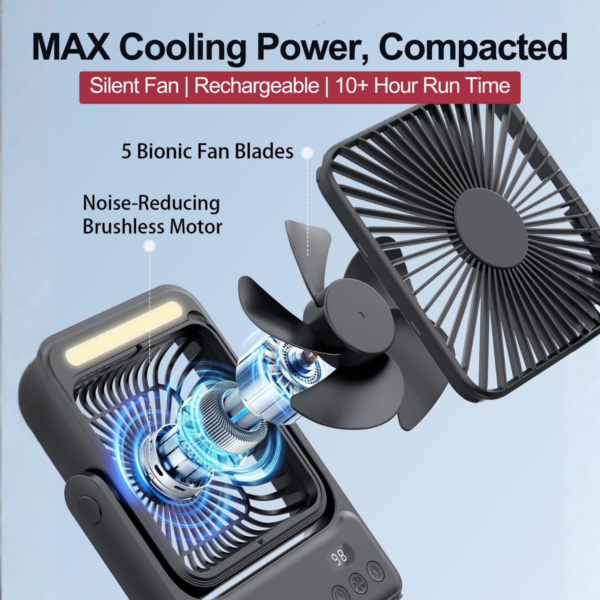 10000mAh Magnetic Ceiling Fan with Light