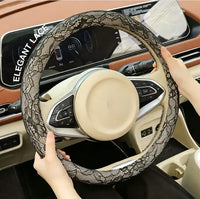 Lace Steering Wheel Cover 15-Inch with Bow-Knot Black