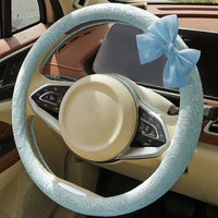 Lace Steering Wheel Cover 15-Inch with Bow-Knot Black