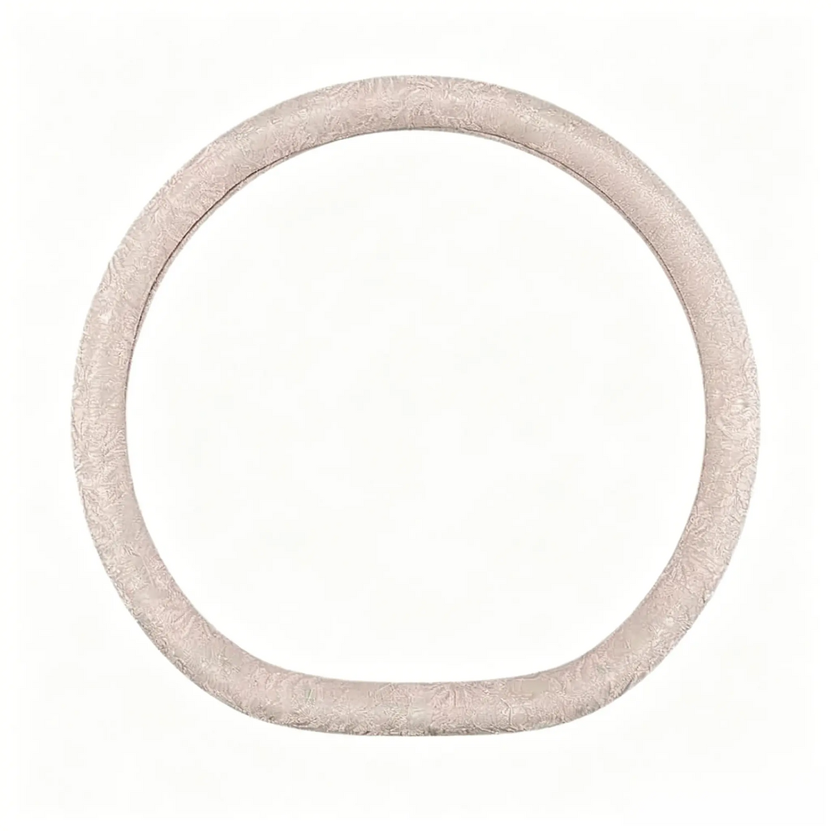 Blush pink lace steering wheel cover, D shape flat bottom, 15 inch
