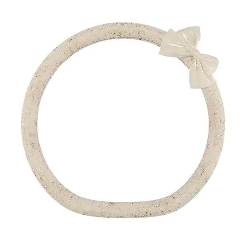 Cream lace steering wheel cover with bow knot, D shape flat bottom