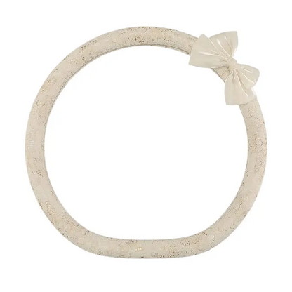 Cream lace steering wheel cover with bow knot, D shape flat bottom