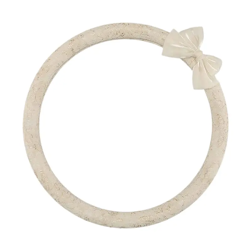Cream lace steering wheel cover with bow knot, round O shape