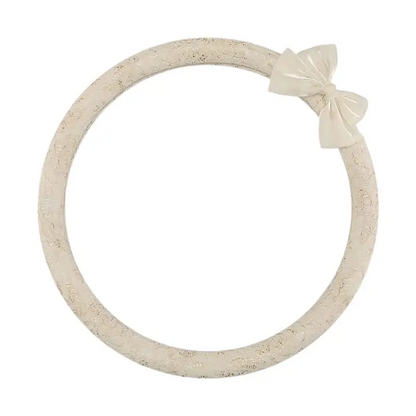 Cream lace steering wheel cover with bow knot, round O shape
