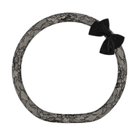 Onyx tweed lace steering wheel cover with black bow knot, D shape flat bottom