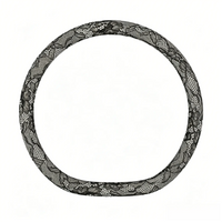 Onyx tweed black lace steering wheel cover, D shape flat bottom, 15 inch